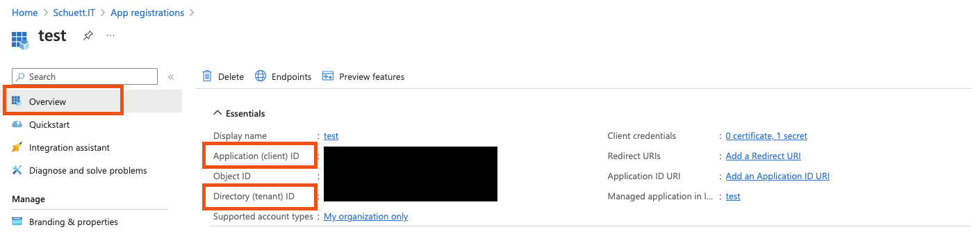 Client and Tenant ID